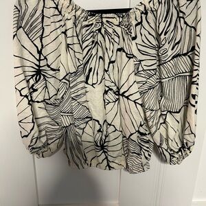 Rachel Zoe Black and tan Leaf Print Blouse